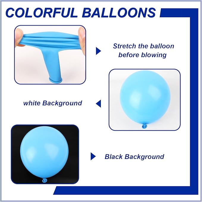 140pcs Light Blue Round Balloons Different Sizes 18 12 10 5 Inch Latex Balloons for Arch Decoration Party Balloon Kit for Graduation Birthday Party Wedding Balloon Baby Shower Decoration-BubblyBeeBaby
