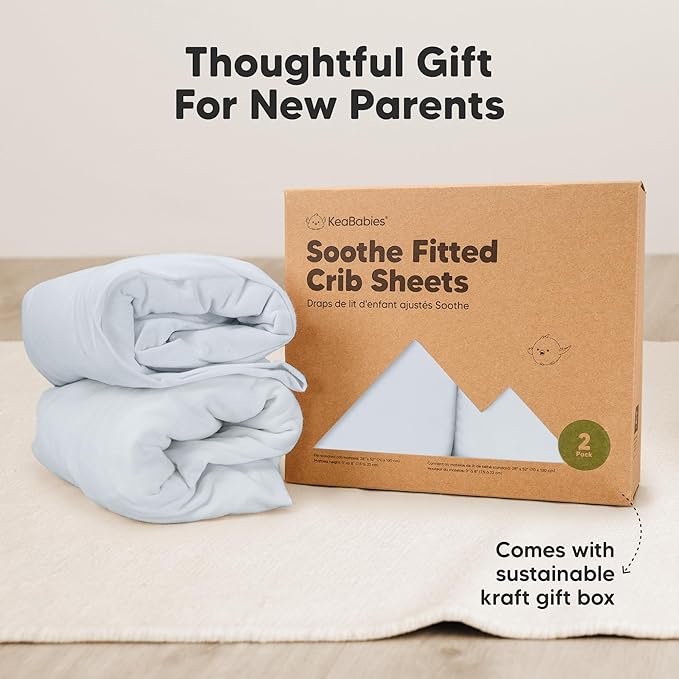 KeaBabies 2-Pack Organic Crib Sheets for Boys, Girls - 52x28 Fitted Crib Mattress Sheet Neutral, Breathable Jersey Cotton Cover for Baby Bed, Toddler Mattress, Soft & Cute Prints (Hazy)-BubblyBeeBaby