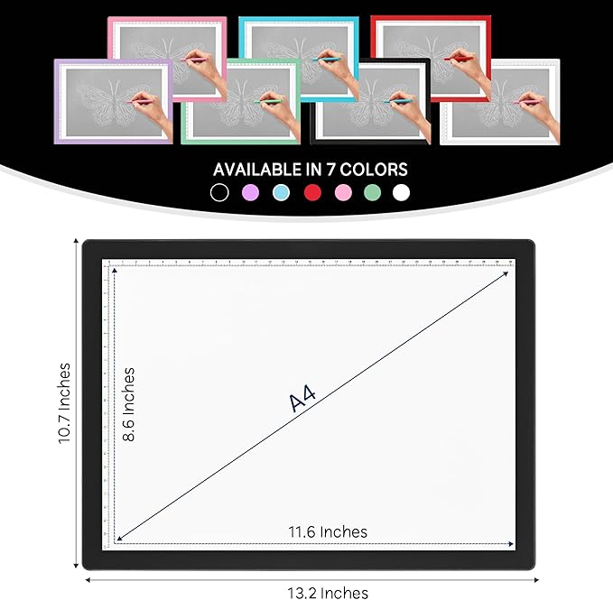 iVyne Rechargeable A4 Light Pad for Tracing & Weeding - LED Light Board for Weeding Vinyl - for Cricut Vinyl Weeding Tools - Ultra-Thin & Portable - Perfect for Artists & Crafters - Black-BubblyBeeBaby