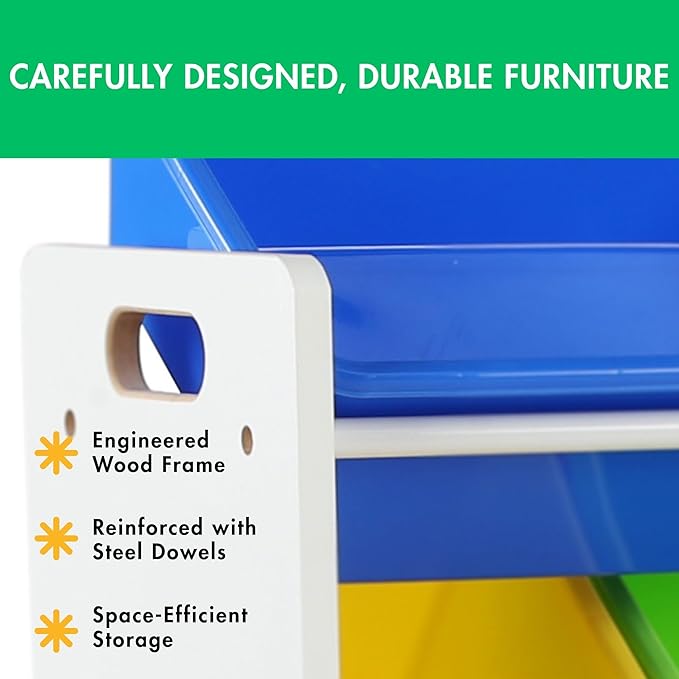 Humble Crew Kids Toy Storage Organizer with 12 Plastic Bins, White/Primary – Removable Bins for Playroom, Bedroom, Toddler Furniture for Boys and Girls Ages-BubblyBeeBaby