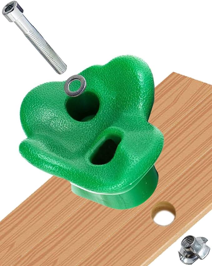 25 Pcs Colourful Pig Nose Shape Rock Climbing Holds with Blue & Green Auxiliary Handles, Indoor Outdoor Playground Wooden Play Set Build Exercise Toy Accessory - Mounting Hardware Kit Included-BubblyBeeBaby