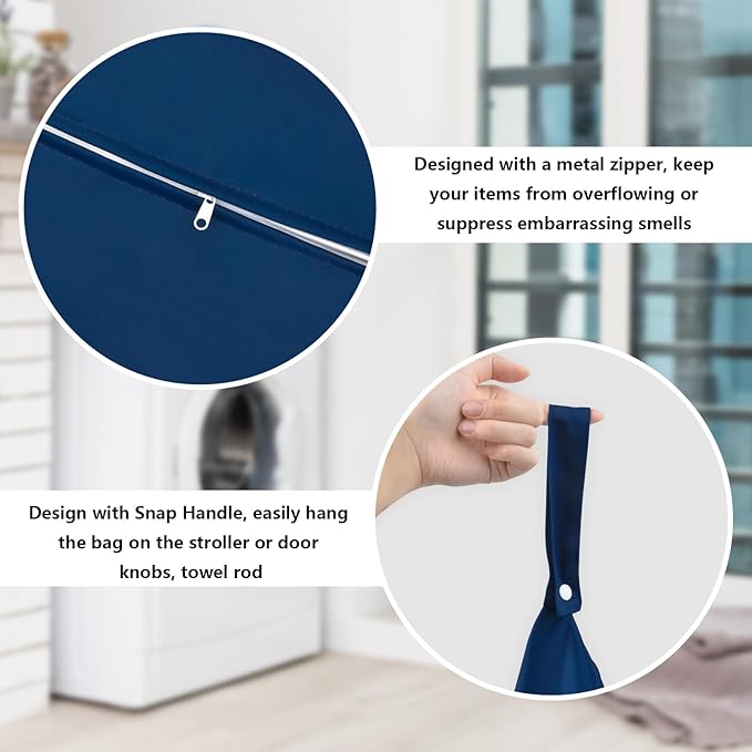 2 Pcs Large Travel Laundry Bags - Waterproof Wet Dry Bags for Gym Clothes, Swimming, Yoga (Wine+Navy)-BubblyBeeBaby