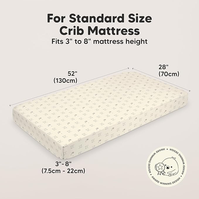 KeaBabies 2-Pack Organic Crib Sheets for Boys, Girls - 52x28 Fitted Crib Mattress Sheet Neutral, Breathable Jersey Cotton Cover for Baby Bed, Toddler Mattress, Soft & Cute Prints (Bumble Bear)-BubblyBeeBaby