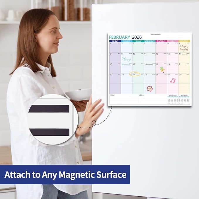 2025-2027 Magnetic Fridge Calendar 21 Monthly Magnetic Calendar for Refrigerator Planner Runs from October 2025 Until June 2027 Easy Organizing Markers Tearable (Multicolor)-BubblyBeeBaby