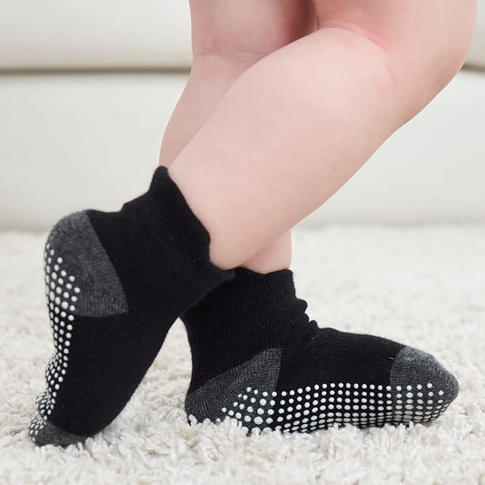 Zaples Baby Non Slip Grip Ankle Socks with Non Skid Soles for Infants Toddlers Kids Boys Girls-BubblyBeeBaby