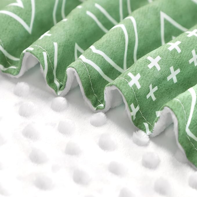 TANOFAR Baby Carseat Canopy, Peekaboo Opening Car Seat Canopy for Babies, Soft and Breathable Infant Carrier Canopy, Multi-use Baby Carrier, Stroller, Nursing Cover, Minky Blanket, Green-BubblyBeeBaby