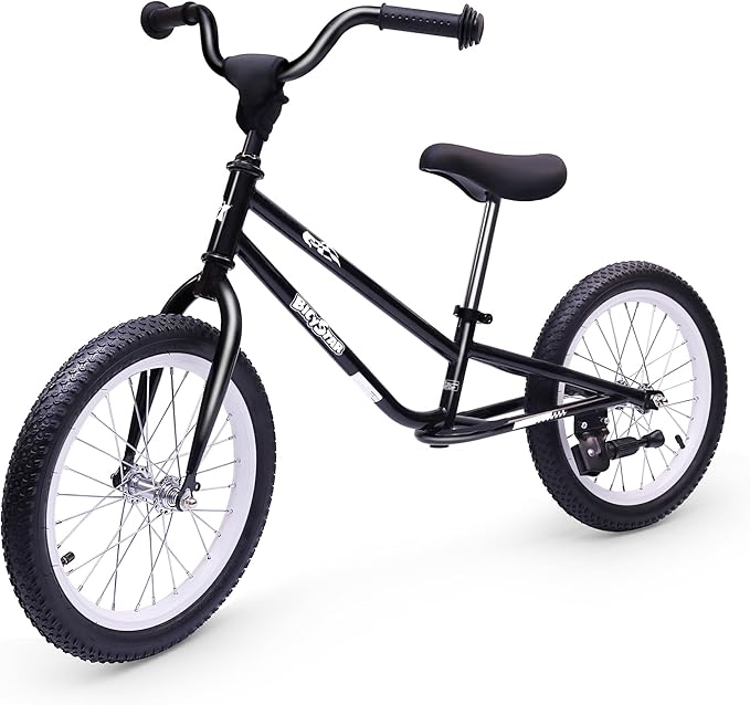 16 Inch Kids Balance Bike for 5-8 Year Old, BMX Kids Bike with No Pedals, Air Rubber Tires, Footrests, Adjustable Height for Big Kids, Boys, Girls-BubblyBeeBaby