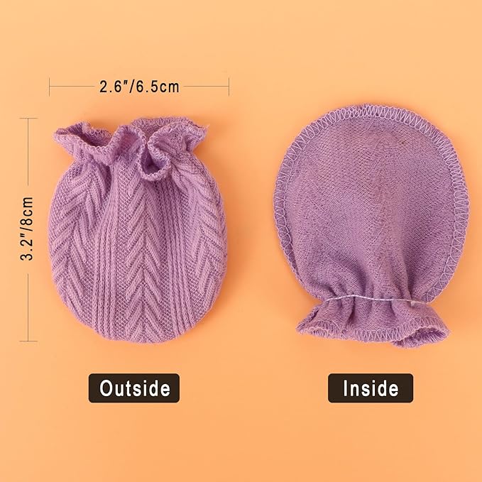 BQUBO Newborn Infant Toddler Mittens No Scratch Cotton Elastic Wrist Gloves Hypoallergenic for 0-6 Months Baby Boys Girls-BubblyBeeBaby