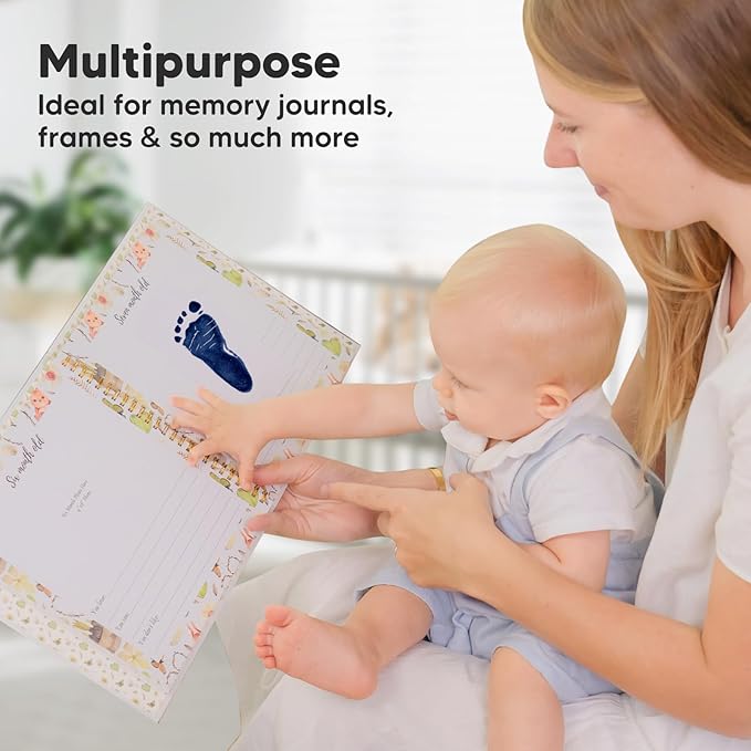 2-Pack Inkless Baby Hand and Footprint Kit - Mess Free Ink Pad for Newborn Keepsake, Dog Nose & Paw Print Kit, Clean Touch Ink Pad for Baby Hand & Footprints, Ideal New Mom Gifts (Navy, L)-BubblyBeeBaby