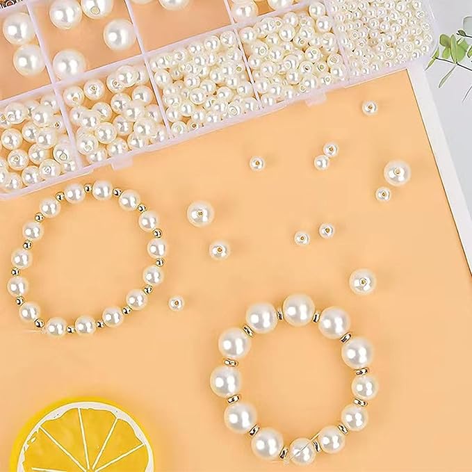 1000Pcs Pearl Beads for Bracelets Making, Pearl Beads for Jewelry Making for Adults, Silver Bracelet Beads DIY Kit, Silver Spacer Beads for Bracelets, Girls Friendship Bracelet Making Kit (Golden)-BubblyBeeBaby