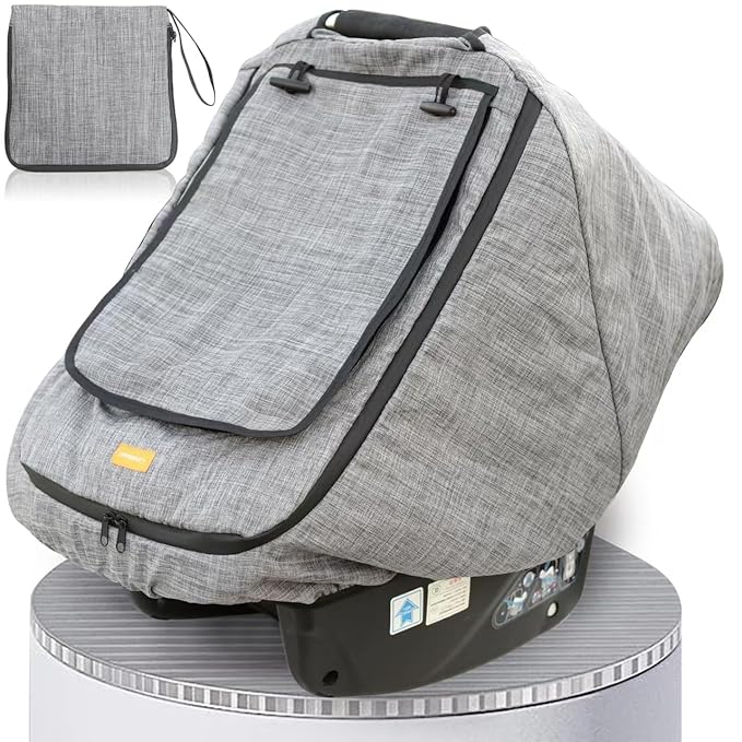 Waterproof Baby Car Seat Cover，Cold Weather Carseat Cover for Babies,Infant Car Seat Cover Canopy for Boy Girls,Windproof Car Seat Canopy for Boys & Girls, Keeps Babies Warm and Cozy-BubblyBeeBaby