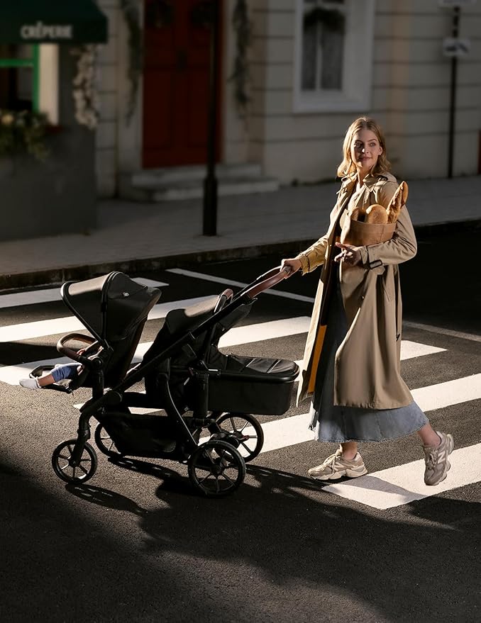 Momcozy ChangeGo Baby Stroller, Convertible Single-to-Double-to-Wagon Stroller with 23 Configurations, Seat Included, Large PU Wheels, All-Wheel Suspension ＆ Extendable UPF50+ Canopy-BubblyBeeBaby