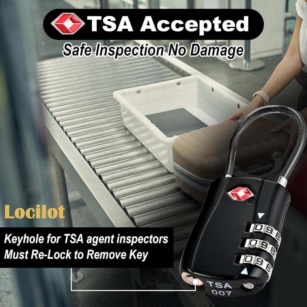 5pcs TSA Approved Luggage Locks with 10pcs Zipper Locks, Zinc Alloy Combination Locker Suitcase Lock, TSA Locks for Luggage, Combination Lock for Locker Backpack (TSA007)