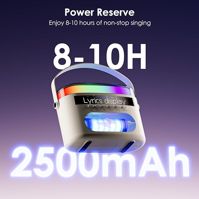 Karaoke Machine,Karaoke Machine with Lyrics Display,Portable Bluetooth 5.3 Karaoke Speaker with Upgraded Dual Speakers for Kids and Adults,with White Noise and Night Light Function-BubblyBeeBaby