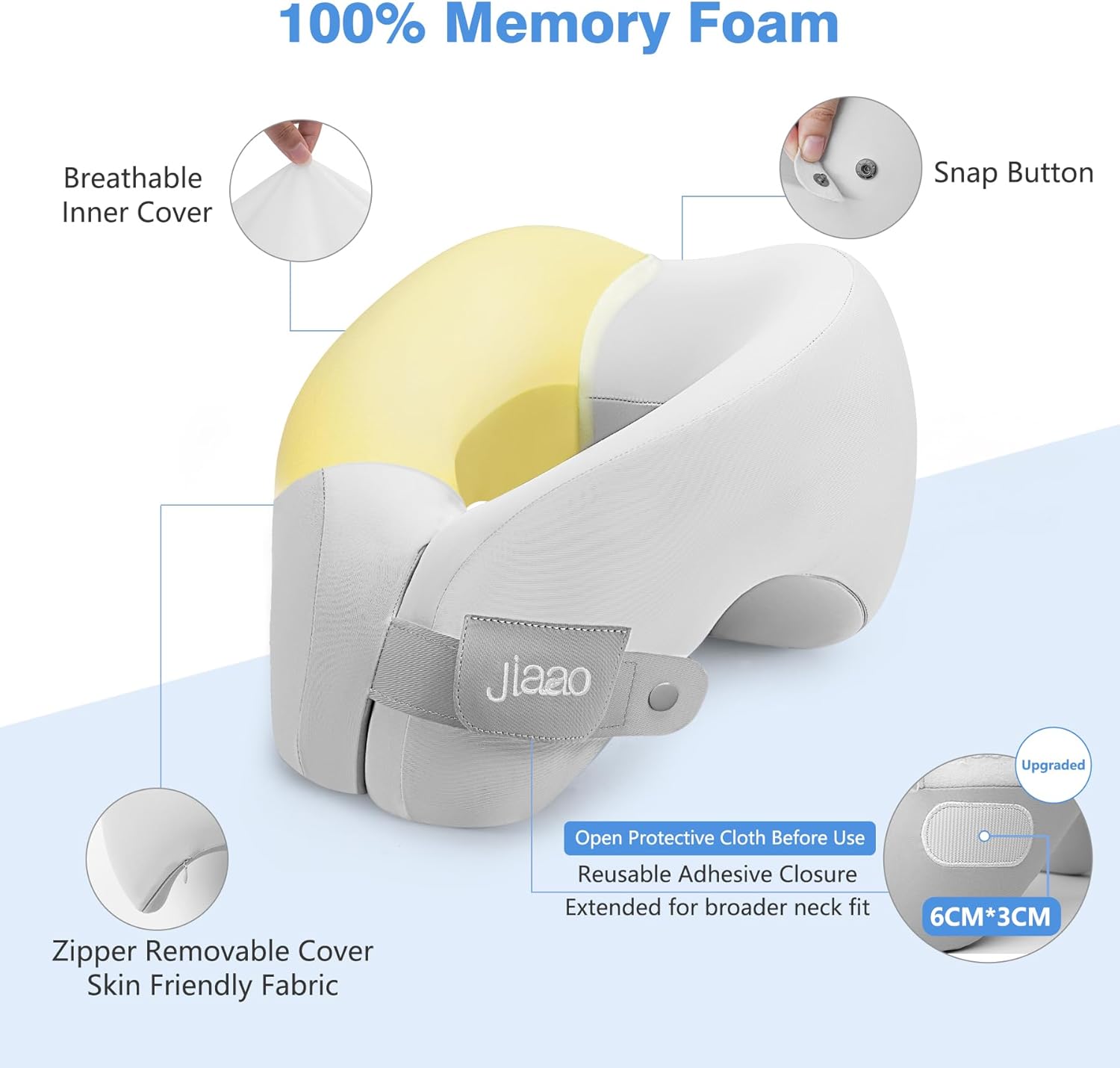 2 in 1 Neck Pillow Airplane, Ergonomic Memory Foam Travel Neck Pillow, Travel Essentials with 3D Eye Masks, Earplugs, and Portable Drawstring Bag, U Shape Neck Support for Traveling, Car, Home