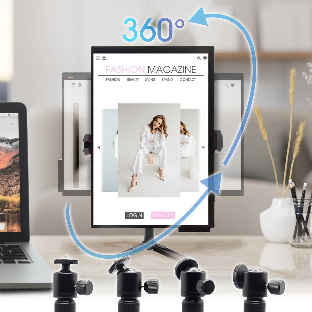 Kado Metal Portable Monitor Stand Tripod, 100x100mm 75x75mm Wall/Arm Mount Adapater Bracket Plate, 360° Ball Head and 1/4" Screw Compact for Phone, Tablet, Projector, Camera and Webcam