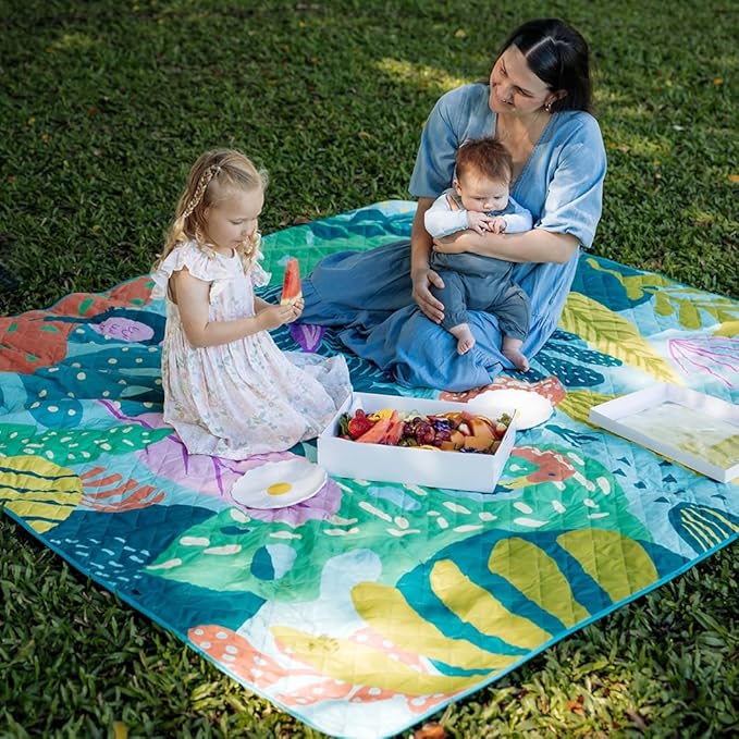Jumbo Picnic Rug, Premium Large Picnic Mat, 6'7" x 6'7", Outdoor Waterproof Picnic Blanket Beach Mat, Foldable & Waterproof, Picnic Blankets Ideal for Beach & Park, Outdoor Blanket-BubblyBeeBaby