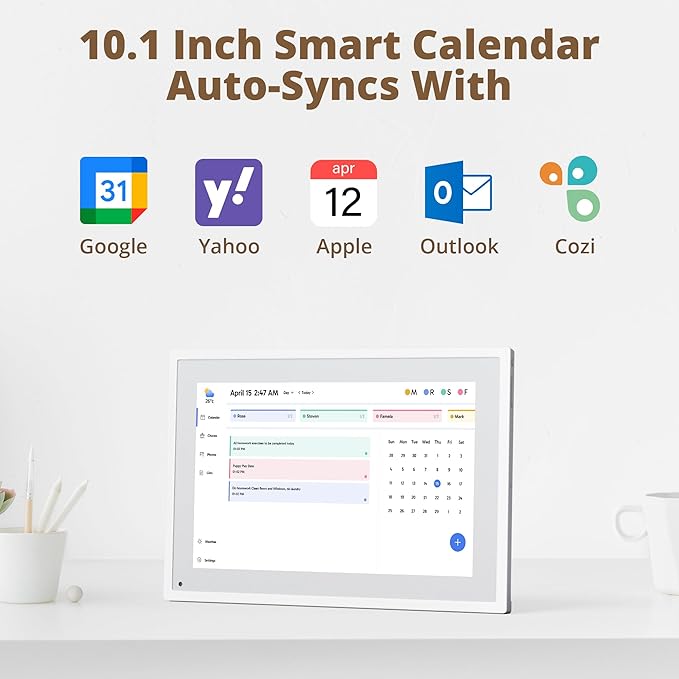 10.1" Digital Calendar Chore Chart – 1080P Full HD Interactive Touchscreen, Smart Family Planner, Hearth Display Digital Wall & Desk Mountable for Seamless Scheduling-BubblyBeeBaby