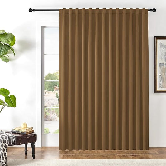 Joydeco Custom Blackout Curtains for Bedroom, 1 Panel Room Darkening Curtains & Drapes for Living Room Window Rod Pocket Back Tab (Custom Size,Brown)-BubblyBeeBaby
