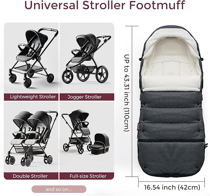 Momcozy Stroller Footmuff | Universal, Weather-Proof, Warm Stroller Bunting Bag | Extendable Winter Cover | Adjustable Buckle-BubblyBeeBaby