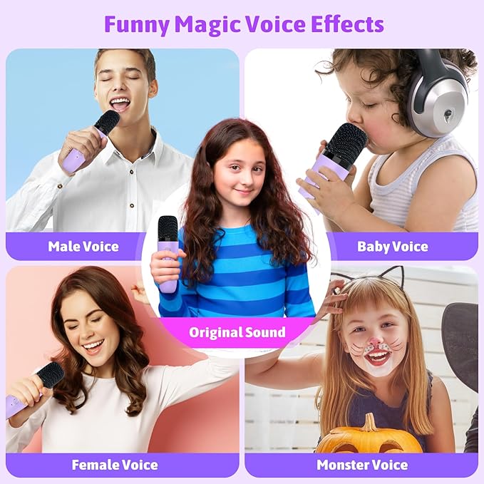 Karaoke Machine for Kids Adults, Portable Bluetooth Speaker with Wireless Microphone and LED Lights, Kids Toys Birthday Gifts for Girls and Boys Ages 4, 5, 6, 7, 8,9,10,11,12+ Years, Home Party-BubblyBeeBaby