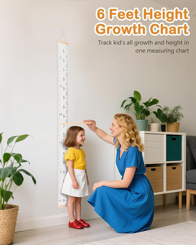Height Chart for Kids Growth Chart for Wall Kids Height Wall Chart Kids Growth Chart Wall with Keepsake Box Height Measurement Wall Ruler Baby to Child Growth Tracker Neutral Nursery Wall Decor-BubblyBeeBaby