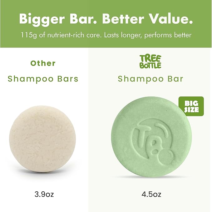 Tree Bottle Hydrolyzed Oat Protein + Aloe Vera Shampoo Bar for Kids – Gentle & Nourishing for Sensitive Scalps - Natural, Tear-Free, Sulfate & Paraben-Free - Made in USA - 4.5oz-BubblyBeeBaby