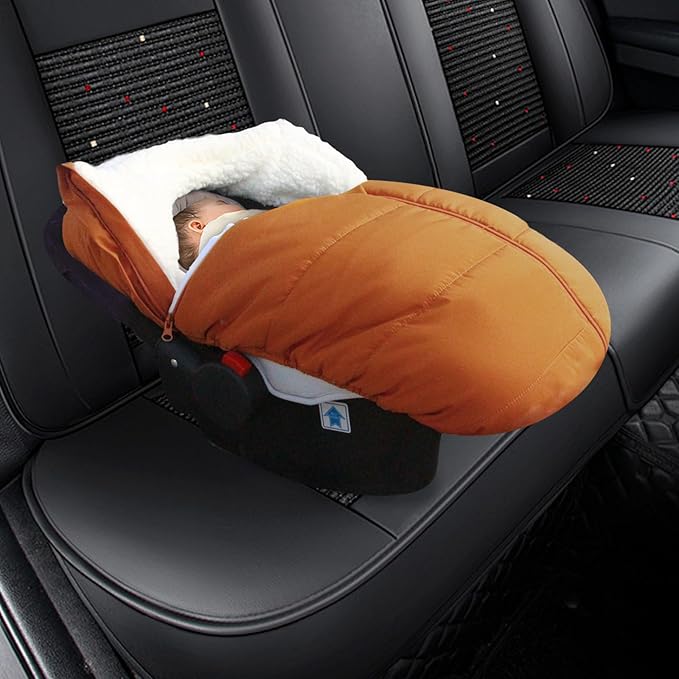 Fairy Baby Winter Car Seat Cover for Babies Carseat– Waterproof, Warm Car Seat Cover Baby – Universal Winter Cover for Back Seat, Infant Car Seat Cover (Brown)-BubblyBeeBaby
