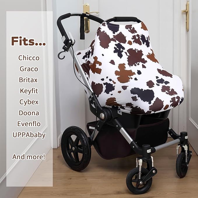 Rquite All-in-1 Car Seat Cover Baby, Carseat Covers for Girl Boy, Stretchy Soft Infant Car Seat Cover, Multi-use Baby Carrier Cover, Car Seat Canopy, Stroller Sun Shade, Nursing Breastfeeding Cover-BubblyBeeBaby