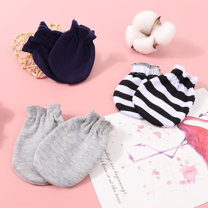 Newborn Baby Mittens No Scratch Cotton Elastic Wrist Gloves Infant Toddler Mittens for Baby Boy Girl 0-6 Months-BubblyBeeBaby