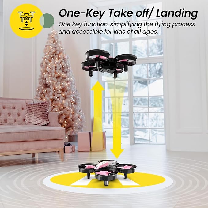 Holy Stone HS210 Mini Drone for Kids 8-12 and Beginners, RC Nano Quadcopter Indoor Drone with Circle Fly, Auto Hovering, 3D Flip, and Headless Mode, Great Gift Toy for Boys and Girls, Pink-BubblyBeeBaby