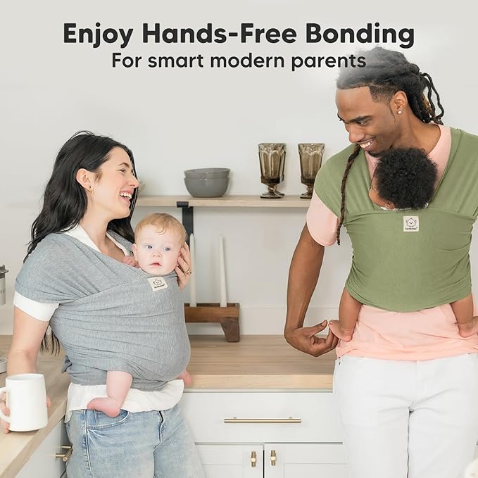 KeaBabies Baby Wrap Carrier - All in 1 Original Baby Carrier Newborn to Toddler Sling, Easy to Wear, Hands Free Bonding, Lightweight, Breathable Infant Wraps (Dusty Olive)-BubblyBeeBaby