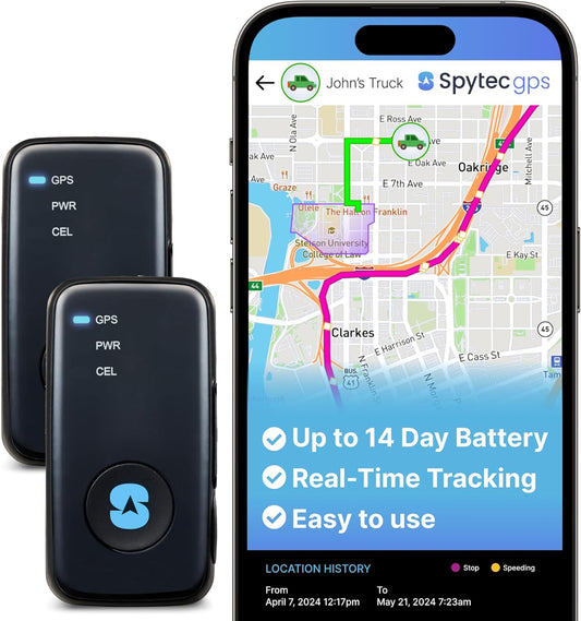 (2 Pack) Spytec Atlas GPS Tracker for Vehicles, Cars, Trucks, Kids & Seniors | Hidden Mini GPS Tracker Device for Fleet Vehicles | Geofencing | Real-time Tracking and Updates | Subscription Required