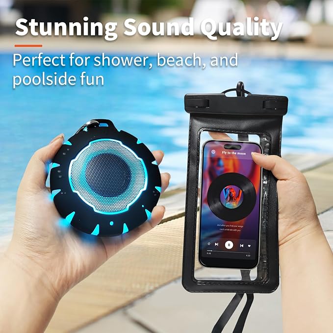HEYSONG Bluetooth Shower Speaker + Waterproof Phone Pouch – Rugged & Ready for Any Wet Adventure-BubblyBeeBaby