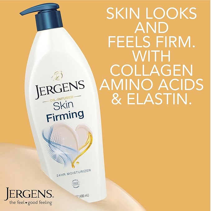Jergens Skin Firming Body Lotion for Dry to Extra Dry Skin, Skin Tightening Cream with Collagen and Elastin, Dermatologist Tested, Hydralucence Blend Formula, 16.8 Oz, Pack of 3-BubblyBeeBaby
