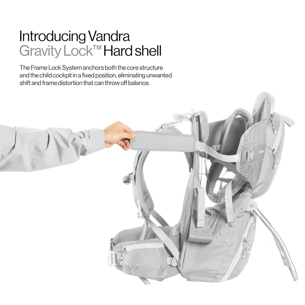 Vandra™ Glacier - Scandinavian Hiking Baby Carrier Backpack - Gravity Lock™ Hard-Shell Frame - Nest Child Carrier for Toddler & Kids - Dust Bag, Alu Tag & More Included