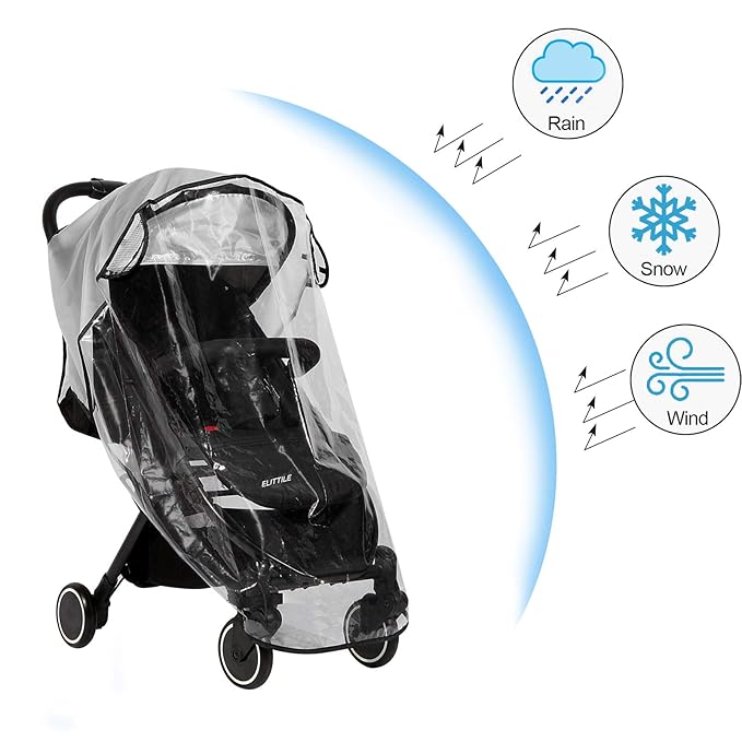 Clear Stroller Rain Cover, Universal Travel Weather Shield Breathable Baby Stroller Rain Cover for Windproof, Waterproof, Protect from Sun Dust Snow-BubblyBeeBaby