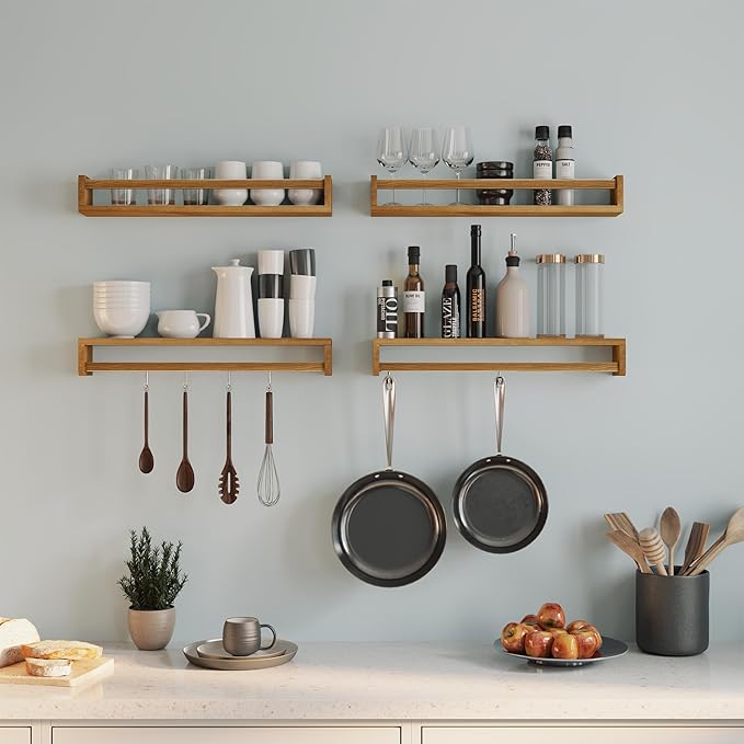 Heimlove 24 Inch Nursery Floating Shelves, Nursery Book Shelves for Wall, Wall Bookshelf for Kids Solid Wood Wall Mounted Shelves for Books,Toys and Decor Storage, Set of 2-BubblyBeeBaby