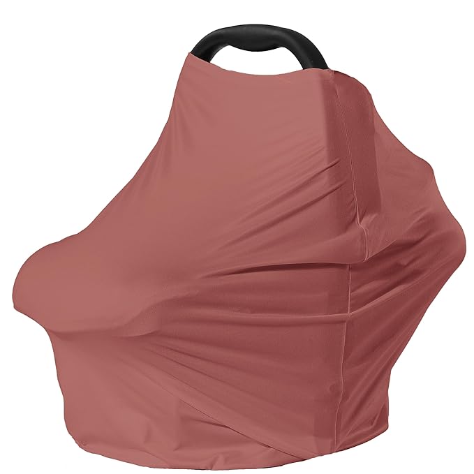 Car Seat Cover Baby for Nursing, Baby Breastfeeding Cover Carseat Canopy Covers, Solid Color Multi-use Nursing Cover for Babies (Bronze red)-BubblyBeeBaby