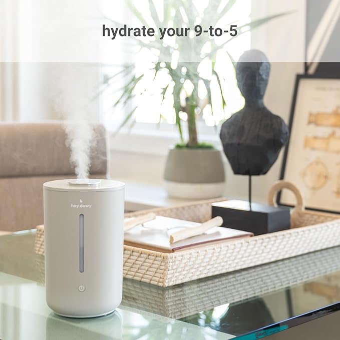 Hey Dewy Wellness Humidifier - for home, office, bathroom spa, or bedroom, with cool utrasonic mist hydration (Slate)-BubblyBeeBaby