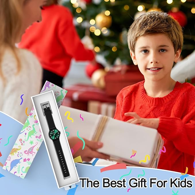 Kids Analog Watch Boys Girls, 30M Waterproof, Sports Watch for Boys, Easy to Read Children's Thin Dial Wrist Watches with Soft Band, for Ages 5-15 Kids Great Birthday Gifts Christmas Day-BubblyBeeBaby