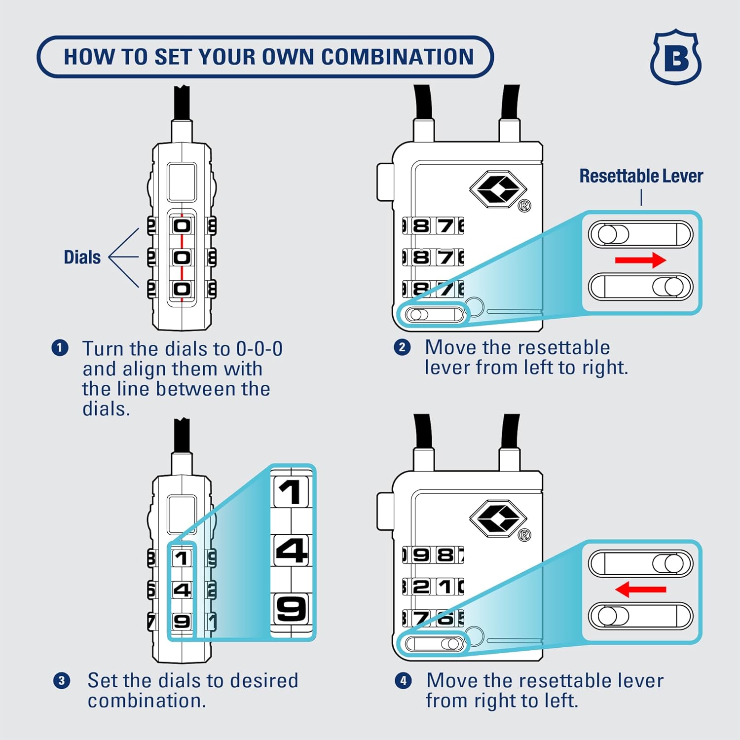 Brinks TSA Accepted Indicator Luggage Lock, Black - Ressetable Combination, 2.5 inch Long Shackle, New More Secure TSA008 Key, 2 Pack