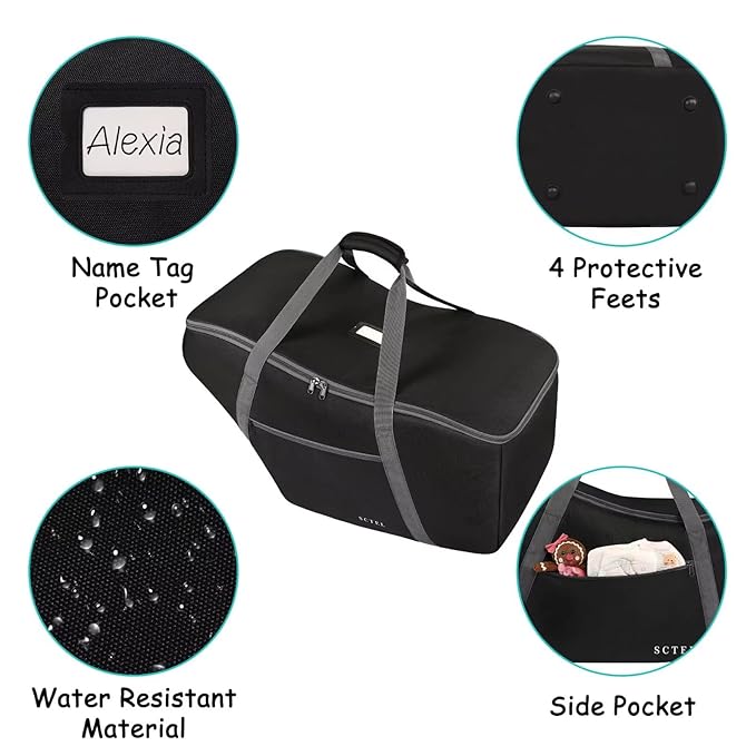 Car Seat Travel Bag Fit Graco SnugRide 35 Lite and Base, Chicco KeyFit 30 and Base, Car seat Bags for Air Travel, Padded Infant Carrier Bag with side pocket and Protective Feet, Extra small Bag-BubblyBeeBaby