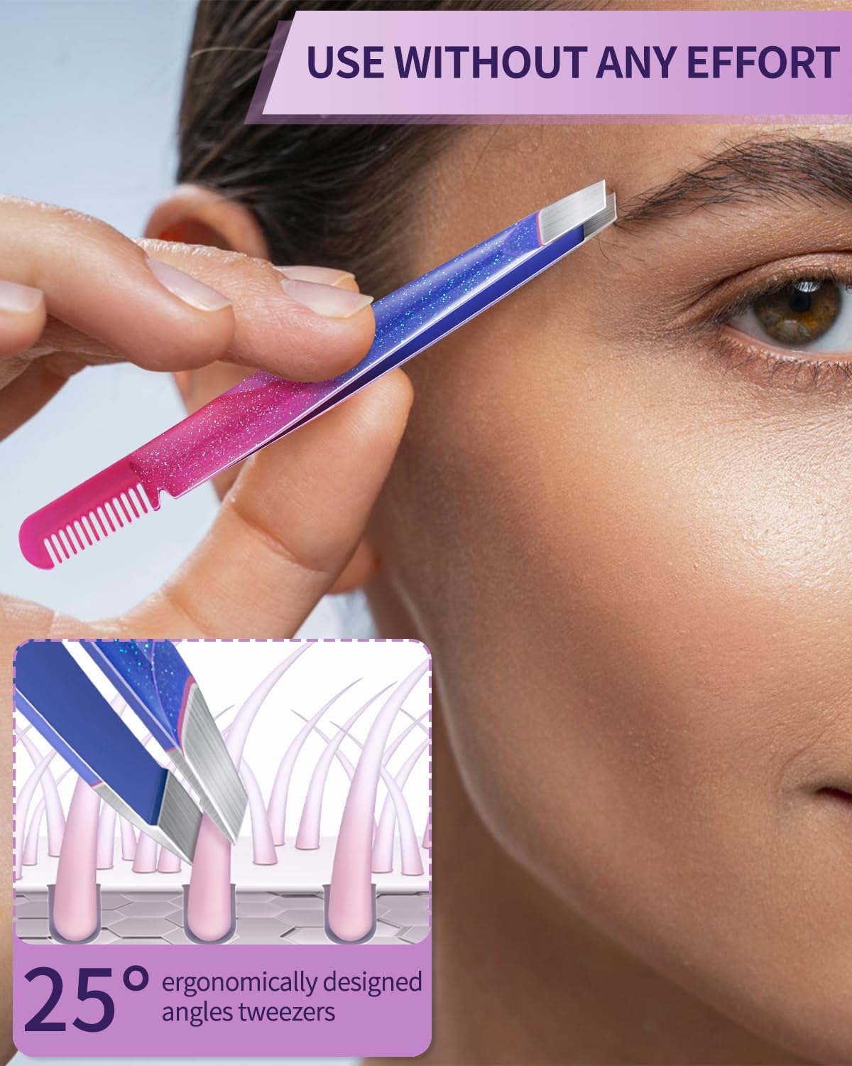 MORGLES Eyebrow Tweezers for Women and Nail Clipper Set with Travel Case Precision Tweezers for Facial & Ingrown Hair Removal with Scissors