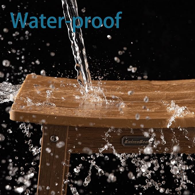 HDPS Shower Bench Seat for Inside, Waterproof Poly Lumber Shower Stool for Shaving Legs, Bathroom Foot Rest with Storage Shelf, Plastic Bath Chair Seat for with Adjustable Feet, No Maintenance, Brown-BubblyBeeBaby