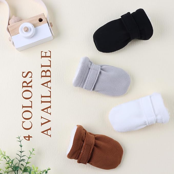Zsedrut No Scratch Baby Mittens Toddler Infant Fleece Lined Gloves Winter Warm Mitten for Baby Boys Girls-BubblyBeeBaby