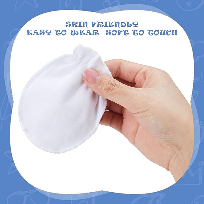Syhood 6 Pairs Newborn Baby Mittens Cotton No Scratch Infant Gloves Mitten for Baby 0-6 Months Boys Girls-BubblyBeeBaby