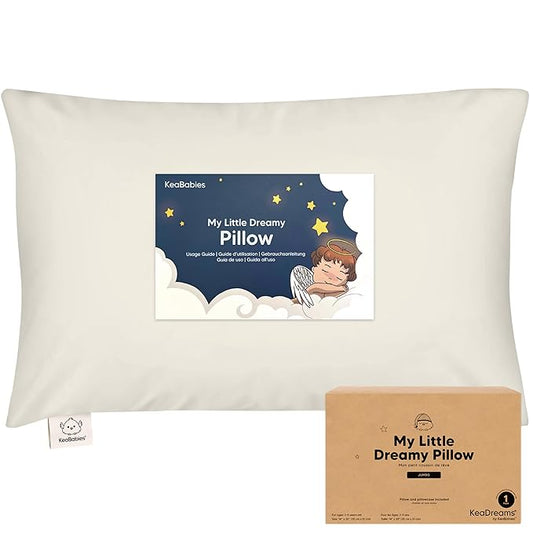 KeaBabies Toddler Pillow with Pillowcase, Jumbo 14X20 - Soft Organic Cotton Toddler Pillows for Sleeping - Machine Washable - Perfect for Travel, Toddler Bed Set (Clay)-BubblyBeeBaby