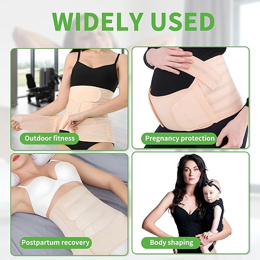 2 in 1 Postpartum Belly Band Wrap Beige, C-Section Support Belt XX-Large, Post Partum Support Recovery Waist/Pelvis Belt, Hysterectomy Belly Band Binder Girdle Stomach-BubblyBeeBaby