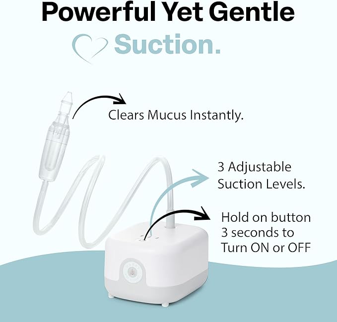 Hospital Grade Nasal Aspirator For Baby – Electric Nose Sucker for Baby & Toddler with 3-Level Suction, Portable & Rechargeable Mucus Removal for Breathing Relief, Cordless Booger Sucker & Snot Sucker-BubblyBeeBaby